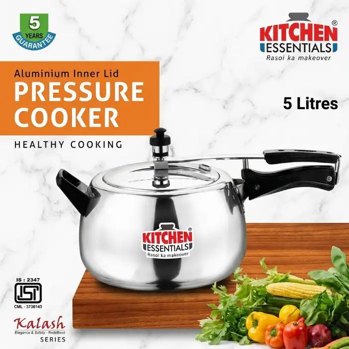 Kitchen Essentials 5L Aluminium Inner Lid Pressure Cooker with Stay Cool Handle