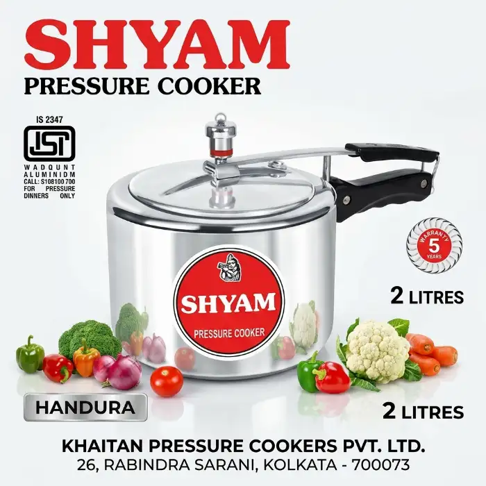 Shyam 2 Litre Wrought Aluminium Pressure Cooker