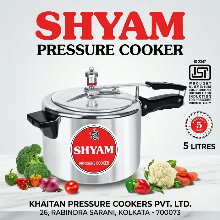 Shyam 5 Litre Wrought Aluminium Pressure Cooker