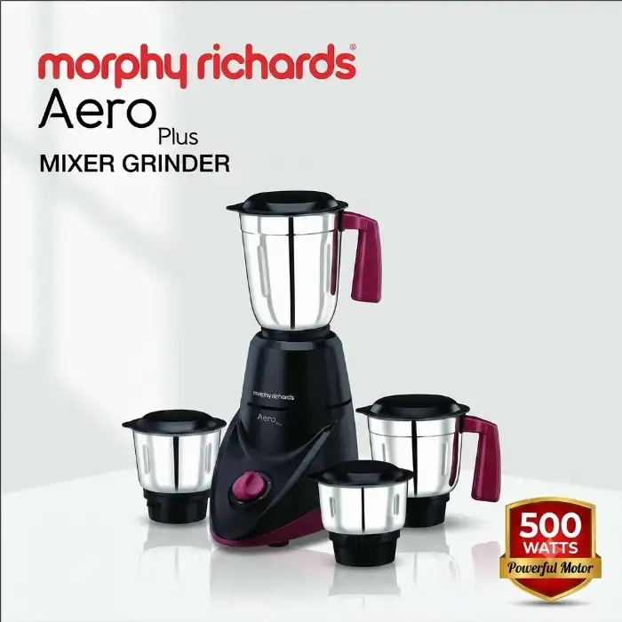 Morphy Richards Aero Plus 500W Mixer Grinder with 3 Stainless Steel Jars