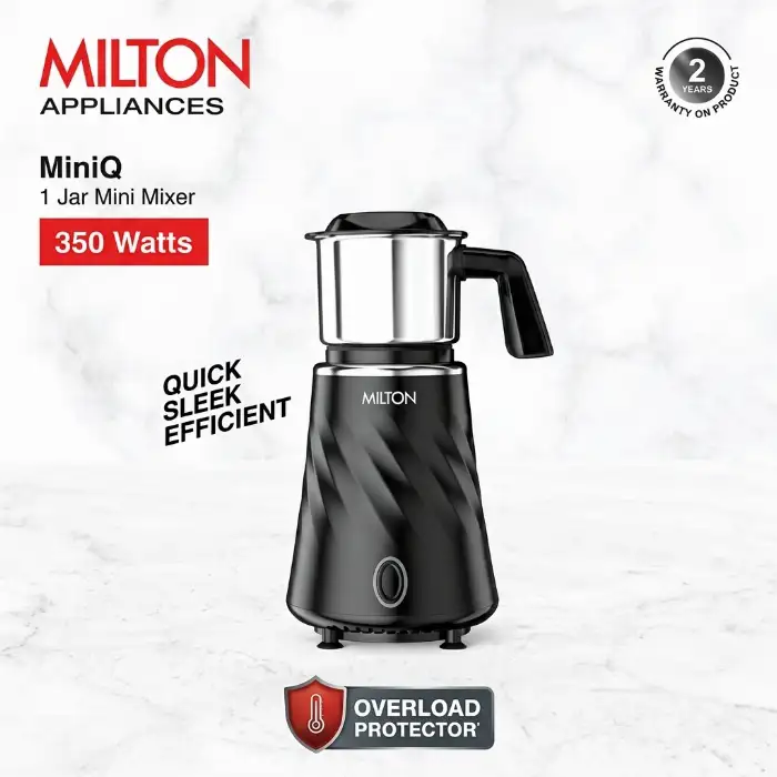 Milton MiniQ 350W Mini Mixer Grinder with 300ml Chutney Jar