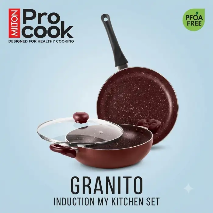 Milton Pro Cook Granito Induction Cookware Set 24cm Fry Pan Kadhai