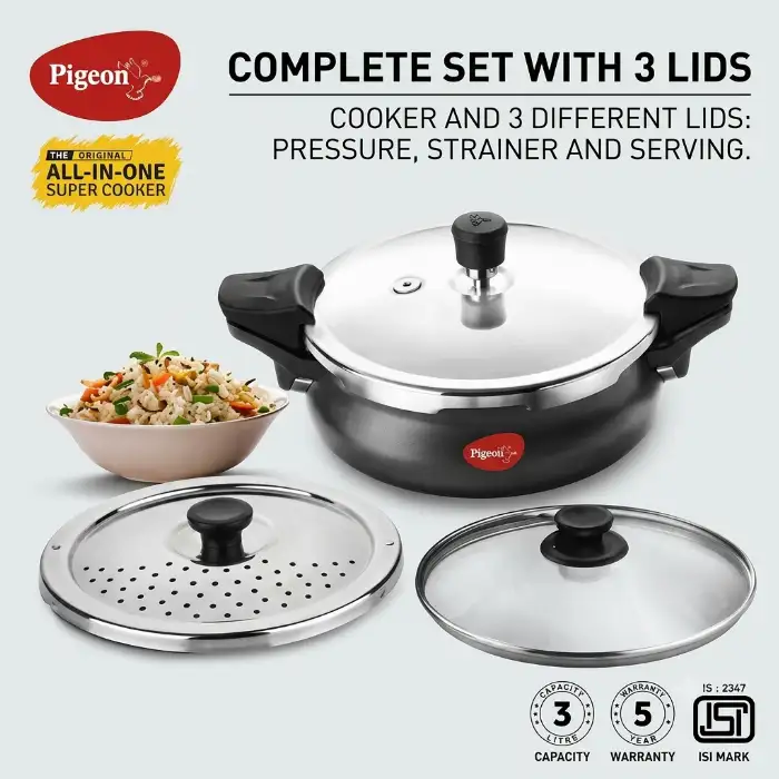 Pigeon All In One Super Cooker 3 Litre Hard Anodised Induction Base Pressure Cooker