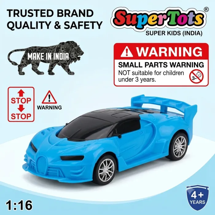 SuperTots 1:16 Scale Remote Control Super Car with 3D Lights, RC Toy for Kids (4+ Years) image 6