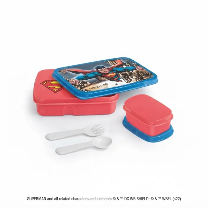 MILTON Gusto 900 Superman Lunch Box 900ml with Leak-Proof Container, Spoon & Fork image 6