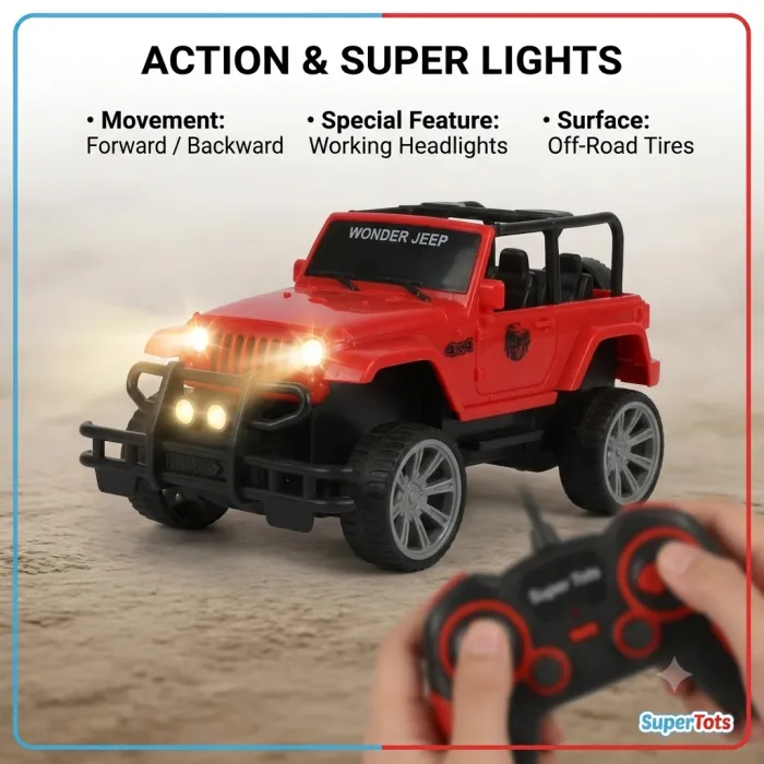 SuperTots Wonder Jeep 1:16 Scale Remote Control Car with Super Lights image 6